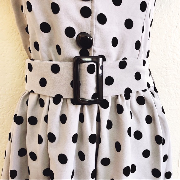 Black and Grey Polkadot Collectif Dress - Picture 3 of 8